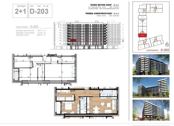 Tirane, shitet apartament 2+1 Kati 2, 106 m² 145,000  (Kompleksi Paralel Living)