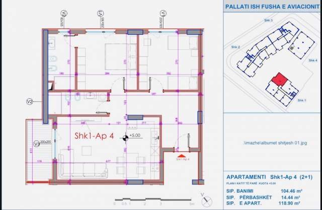 Tirane, shitet apartament Kati 2, 118 m² 1.500 Euro/m2