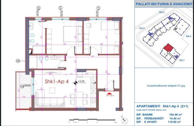 Tirane, shitet 2+1+BLK Kati 2, 119 m² 178.500 Euro