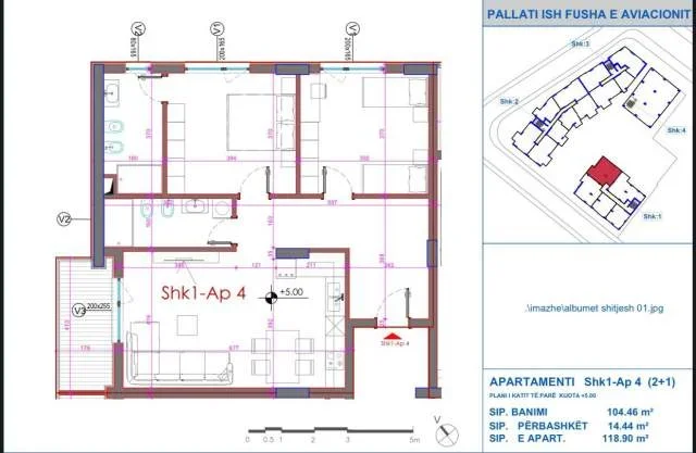 Tirane, shitet 2+1+BLK Kati 2, 119 m² 178.500 Euro