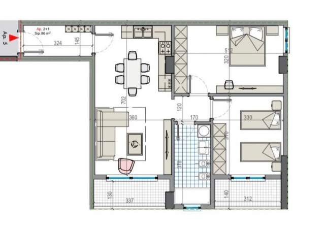 Tirane, shitet apartament 2+1 Kati 8, 97 m² 58.000 Euro (Rruga Teuta)