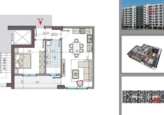Tirane, shitet apartament 1+1 Kati 6, 69 m² 43.000 Euro (Rruga Teuta)