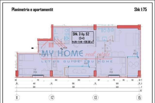 Tirane, shitet apartament 3+1+BLK Kati 3, 117 m² 1.100 Euro (Sheshi Shqiponja)
