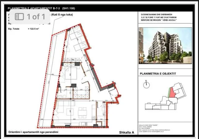 Tirane, shitet apartament 2+1+BLK Kati 5, 130 m² 228.000 Euro