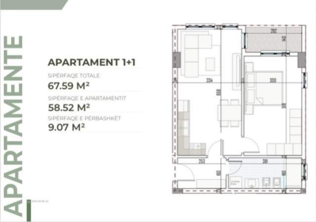 Tirane, shitet apartament 1+1, 62 m² 950 Euro/m2 (Rruga Lidhja e Prizerenit, Paskuqan)