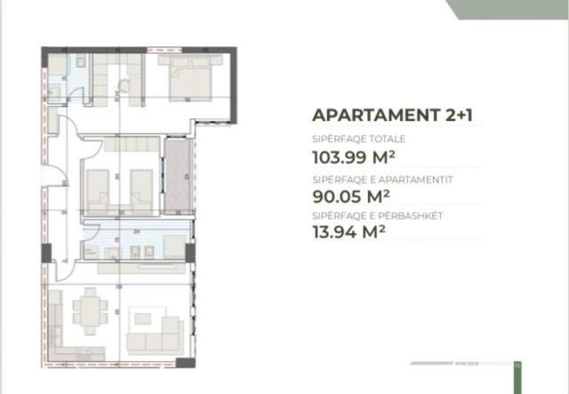 Tirane, shitet apartament 1+1, 62 m² 950 Euro/m2 (Rruga Lidhja e Prizerenit, Paskuqan)