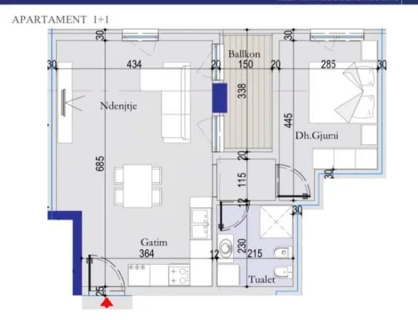 Tirane, shitet apartament 1+1 Kati 1, 71 m² 930 Euro/m2 (Rruga "29 Nentori")