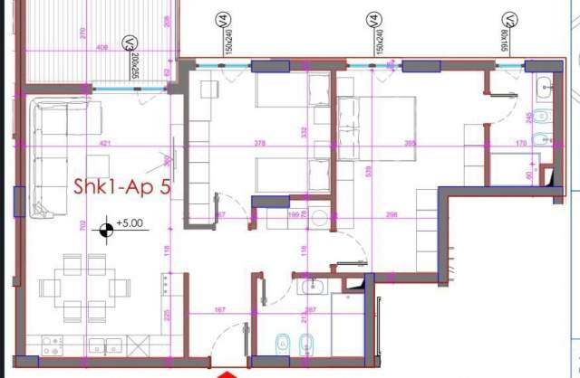 Tirane, shitet apartament 2+1 Kati 2, 124 m² 1.500 Euro/m2 (RRUGA ANA KOMNENA)