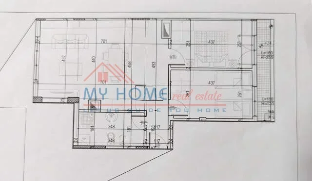 Tirane, shes apartament 2+1+BLK Kati 7, 89 m² 155.000 Euro (Shkolla e Kuqe)