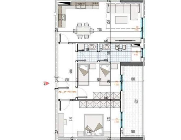 Tirane, shitet apartament 2+1 Kati 2, 109 m² 920 Euro/m2 (UNAZA E MADHE)