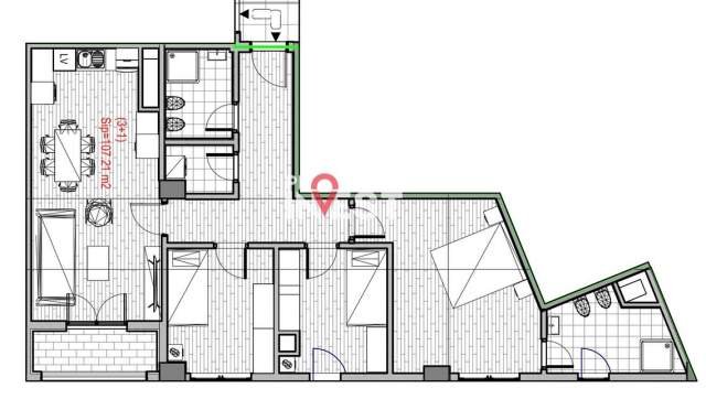 Tirane, shitet apartament 3+1+A+BLK Kati 5, 126 m² 1.800 Euro/m2 (Kopshti Zoologjik)