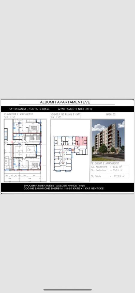 Tirane, shitet apartament 2+1+BLK Kati 2, 112 m² 112.000 Euro (Unaza e Madhe)