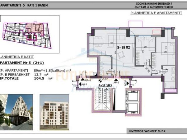 Tirane, shitet apartament 2+1+A+BLK Kati 1, 365.750 Euro (Rruga e Elbasanit)