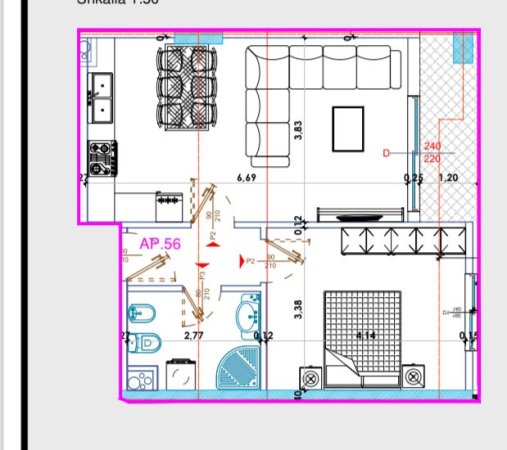 Tirane, shitet apartament 1+1+BLK Kati 7, 707 m² 980 Euro/m2