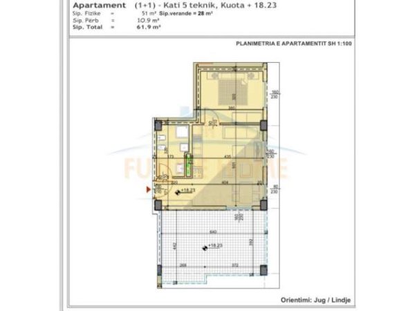 Tirane, shitet apartament 1+1 Kati 5, 90 m² 99.000 Euro (UNAZA E RE)