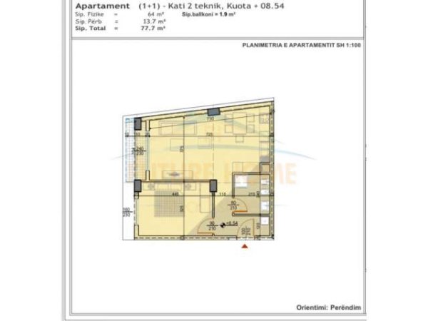 Tirane, shitet apartament 1+1 Kati 2, 78 m² 101.000 Euro (UNAZA E RE)