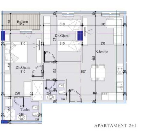 Tirane, shes apartament 2+1 Kati 2, 89.300 Euro (tirana new entery)
