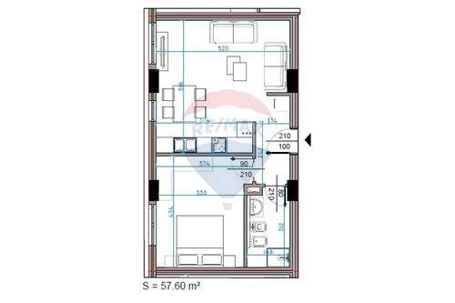 Tirane, shitet apartament 1+1 Kati 3, 68 m² 105.000 Euro