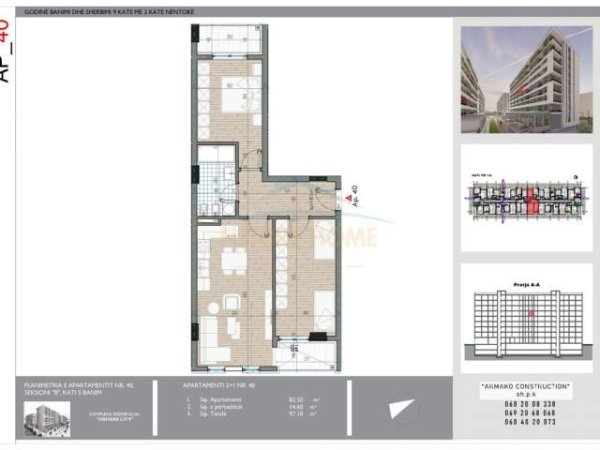 Tirane, shitet apartament 2+1+A+BLK Kati 5, 97 m² 77.600 Euro/m2 (univers city)