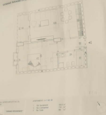 Tirane, shitet apartament 1+1+BLK Kati 6, 66 m² 59.400 Euro