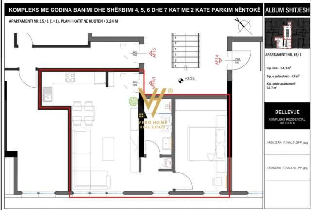 Tirane, shitet apartament 1+1+BLK Kati 1, 62 m² 99.000 Euro (RRUGA E ELBASANIT)