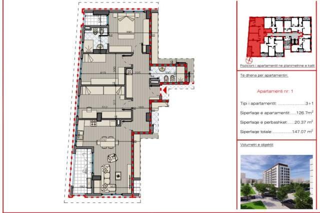 Tirane, shitet apartament 3+1+A+BLK Kati 1, 147 m² 210.000 Euro