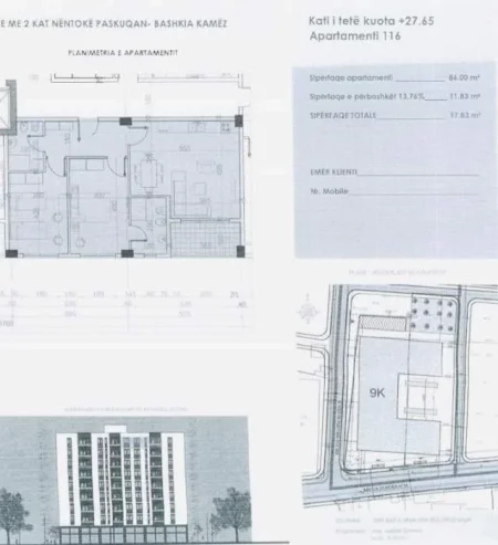 Tirane, shitet apartament Kati 8, 98 m² 1.100 Euro/m2