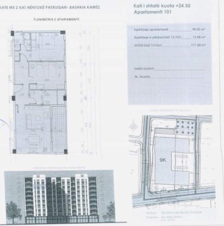 Tirane, shitet apartament Kati 8, 98 m² 1.100 Euro/m2