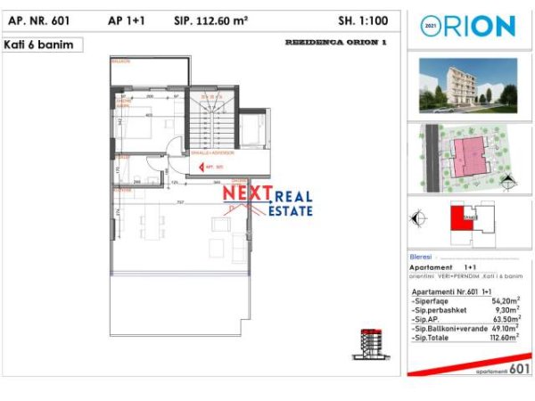 Sarande, shitet Penthouse 1+1+A+BLK Kati 6, 112 m² 250.000 Euro (Prane “Santa Quaranta”)
