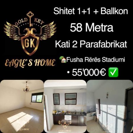 Durres, shes apartament 1+1+BLK Kati 2, 58 m² 55.000 Euro (Fusha Reres Stadiumi)