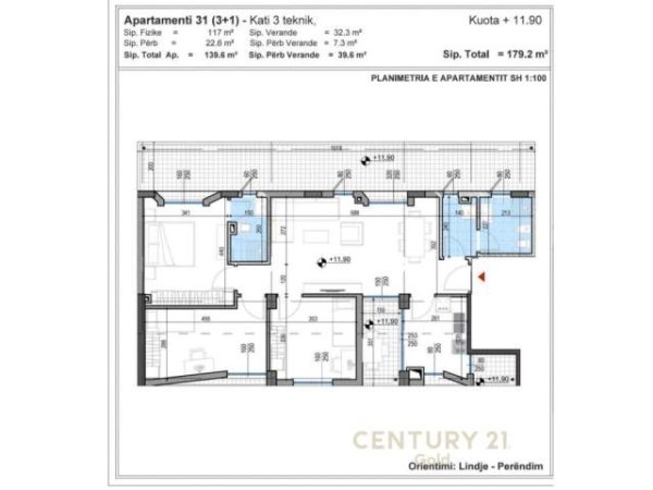 Tirane, shitet apartament 3+1+BLK Kati 4, 180 m² 250.000 Euro (liqeni i thate)