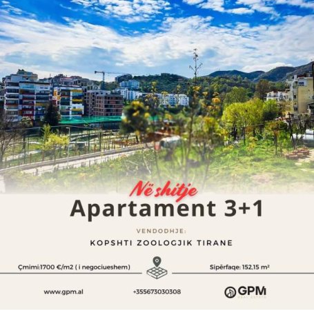 Tirane, shitet apartament 3+1, 152 m² 1.700 Euro/m2 prane Kopshtit Zologjik