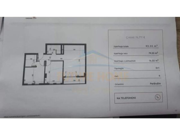 Tirane, shitet apartament 2+1 Kati 4, 94 m² 72.000 Euro (QTU)
