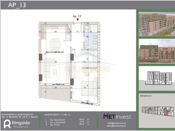 Tirane, shitet apartament 1+1+BLK Kati 3, 80 m² 930 Euro/m2 (Paskuqan)