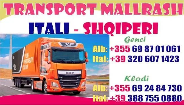 Transport Mallrash dhe Sendesh Itali - Shqiper