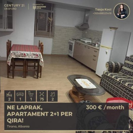 Tirane, jepet me qera apartament 2+1 Kati 2, 75 m² 300 Euro