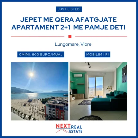 Vlore, jepet me qera apartament 2+1+BLK Kati 8, 600 Euro (LUNGOMARE. VLORE)