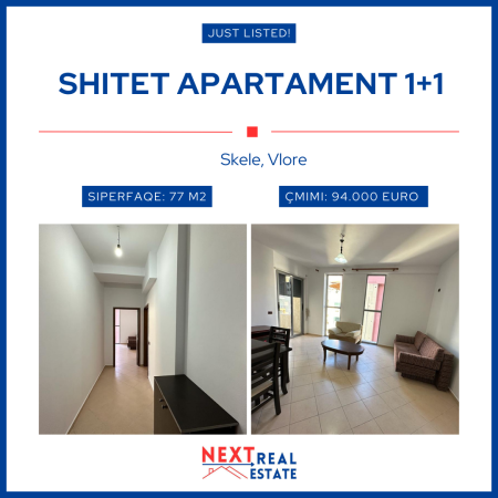 Vlore, shitet apartament 1+1+BLK Kati 5, 77 m² 94.000 Euro (Skele)