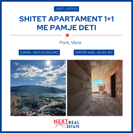 🆕🔥 SHITET APARTAMENT 1+1 ME PAMJE DETI NGJITUR ME “VLORA MARINA”