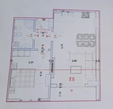 Apartament 1+1 në shitje në Yzberisht pranë “KMY-së”