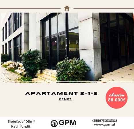 Apartament 2+1+2 ne shitje ne Kamez