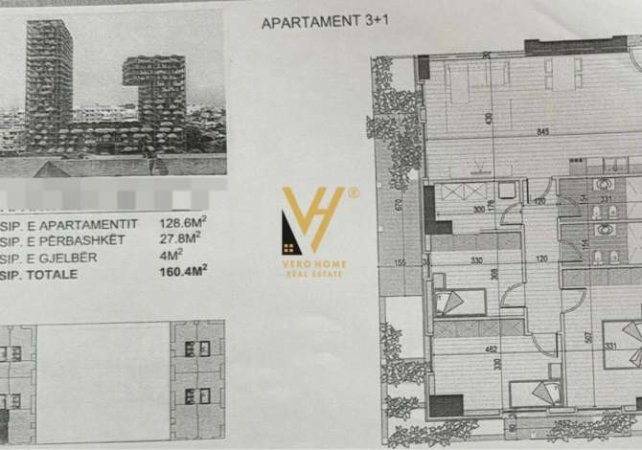 Tirane, shitet apartament 3+1 Kati 22, 160 m² 352.880 Euro (RRUGA E KAVAJES)