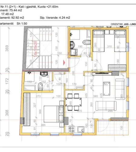 Apartament 2+1+2 97 m2 broto pallati perfundon per 14 muaj 200m pas ambasades amerikane