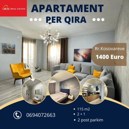 JEPET APARTAMENT ME QIRA 2+1+ 2 POSTE PARKIMI RRUGA E KOSOVARVE , TIRANË