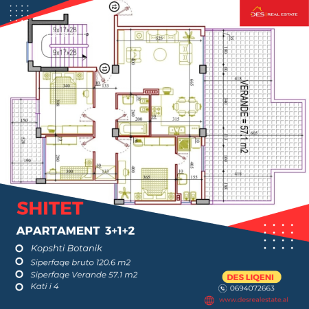 SHITET APARTAMENT 3+1+2, KOPSHTI BOTANIK, TIRANË