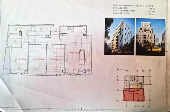 𝗔𝗽𝗮𝗿𝘁𝗮𝗺𝗲𝗻𝘁 3+𝟭kati i 10 📍Sheshi Shtraus, Xhomlliku 1700 €/m2