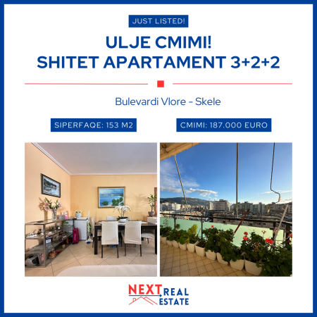 🆕🔥ULJE CMIMI! SHITET APARTAMENT 3+2+2 NE BULEVARDIN VLORE-SKELE