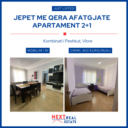 JEPET ME QERA AFATGJATE APARTAMENT 2+1 NE BULEVARDIN VLORE-SKELE