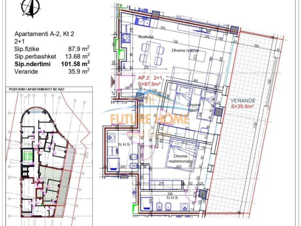 Shitet, Apartament 2+1+2, Tregu Elektrik, Tiranë. 140000 EURO