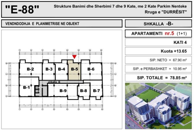 Shitet Apartment 1+1 ne Laprake, Rruga "Dritan Hoxha" prane ProCredit Bank